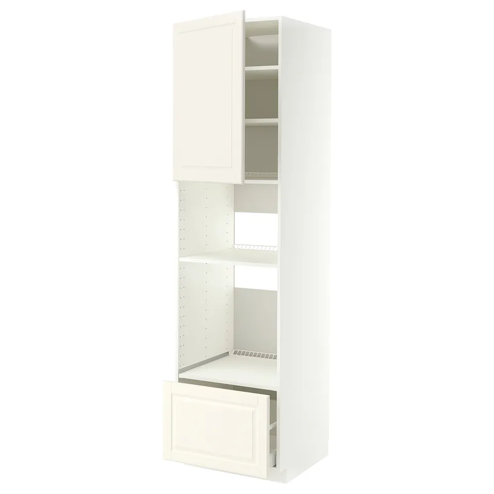 METOD / MAXIMERA High cabinet f built-in appliances, white/Bodbyn off-white, 60x60x220 cm
