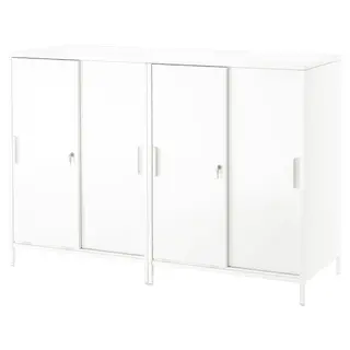 TROTTEN cabinet with sliding doors, white, 160x110 cm