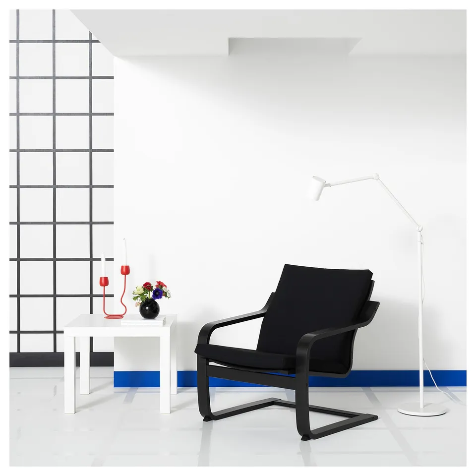 POÄNG Low-back armchair, black-brown/Vissle black
