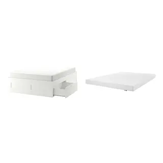 BRIMNES/ÅKLABBEN Bed with 12cm thick mattress, latex, 5 comfort zones, medium firm