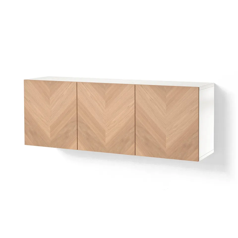 BESTÅ Wall-mounted cabinet combination, white/Hedeviken oak veneer, 180x42x64 cm