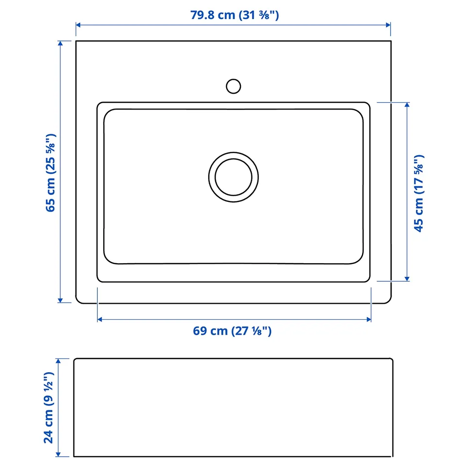 Illustration with measurements for the product: TALLSJÖN.