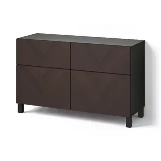 BESTÅ storage combination w doors/drawers, black-brown Hedeviken/Stubbarp/dark brown stained oak veneer, 120x42x74 cm