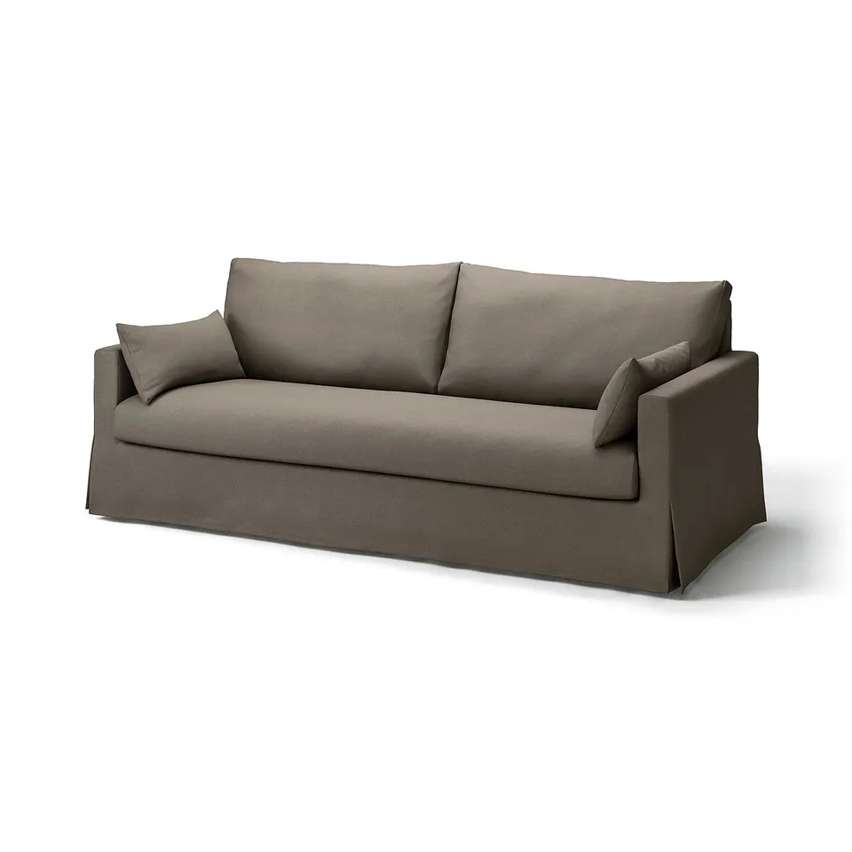 HYLTARP charcoal sofa, sleek design, tailored cover, linen blend.
