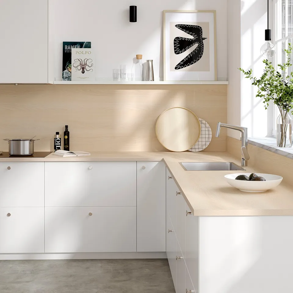 EKBACKEN Worktop, light ash effect/laminate, 246x2.8 cm
