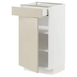 METOD / MAXIMERA base cabinet with drawer/door, white/Havstorp beige, Width 40 x Depth 61.6 cm