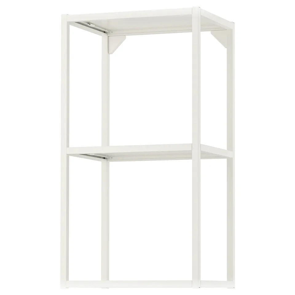 White ENHET shelving unit, 3-tier, open frame design, sturdy metal.
