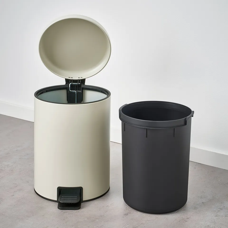 STENTRAPPA Pedal bin, light grey-beige, 9 l
