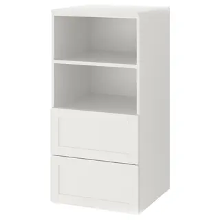 SMÅSTAD / PLATSA bookcase, white with frame/with 2 drawers, 60x57x123 cm