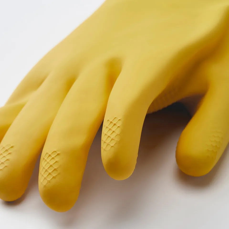 Yellow gloves with grip fingers