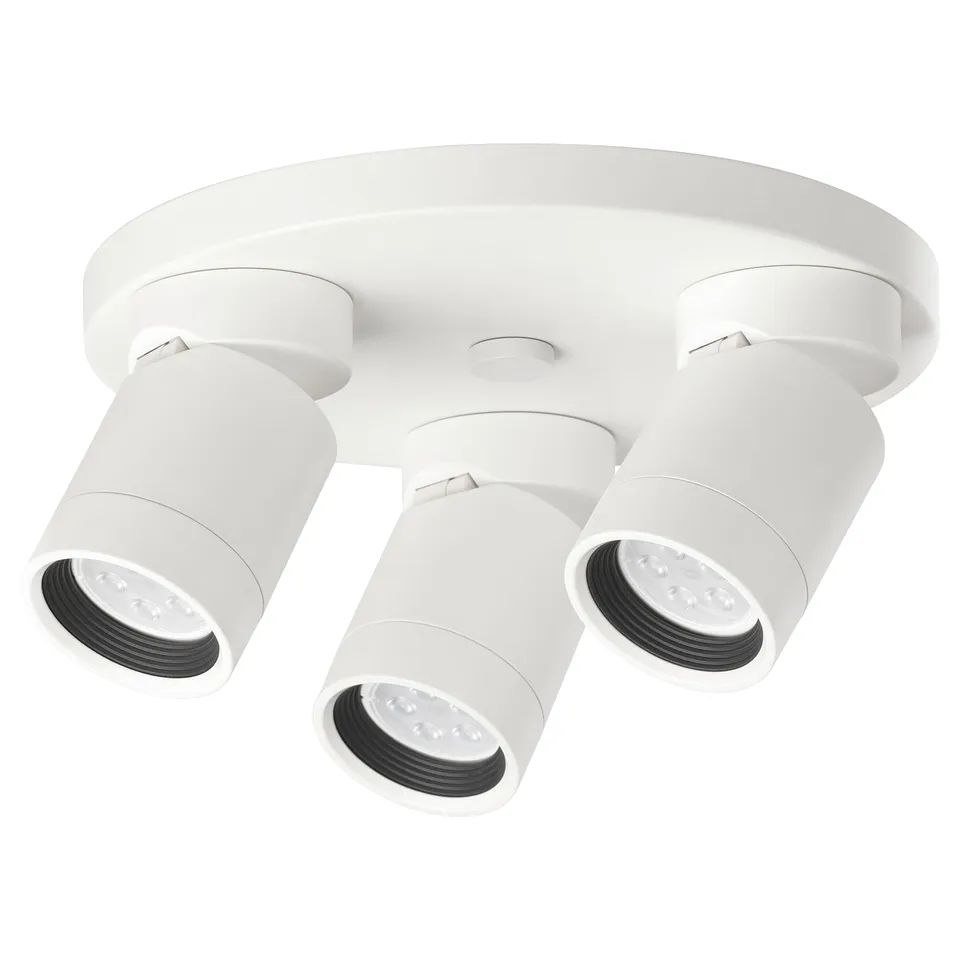 NYMÅNE, four-way white ceiling light, aluminium, circular, sleek design.