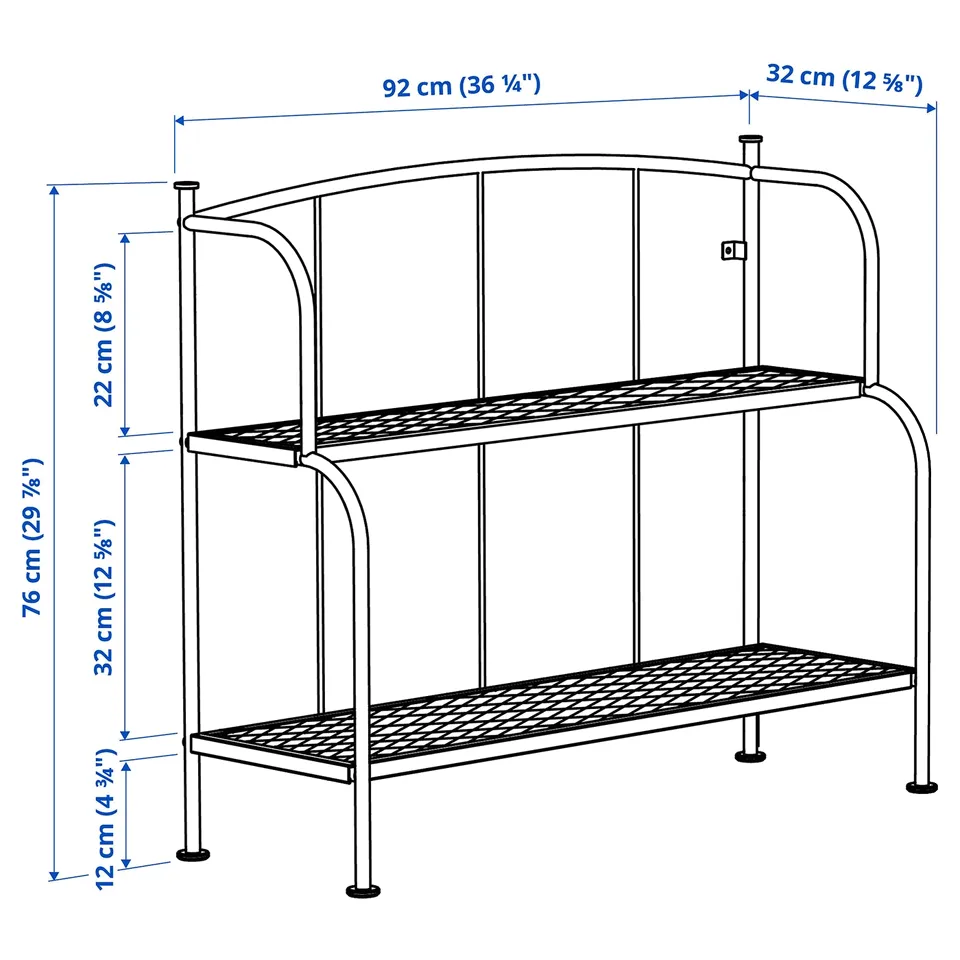 LÄCKÖ Shelving unit, grey outdoor/indoor, 92x76 cm