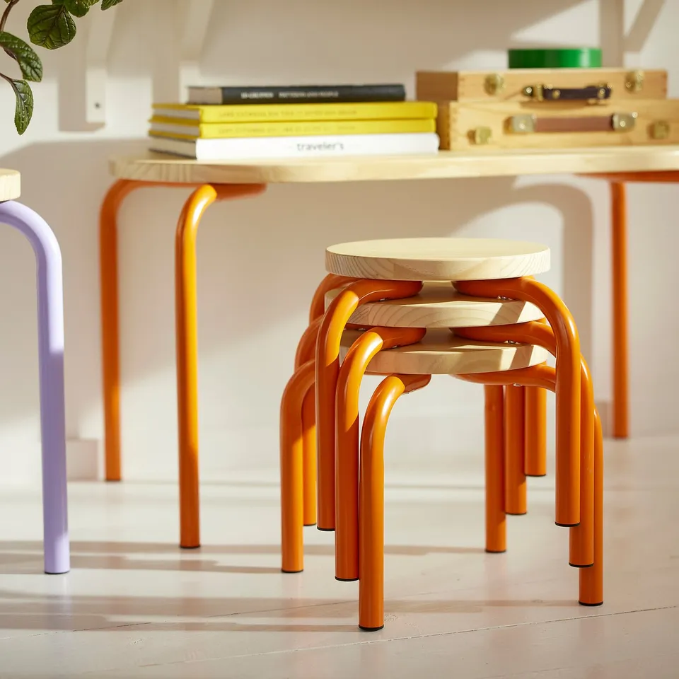 GREJSIMOJS Children's stool, wood/orange