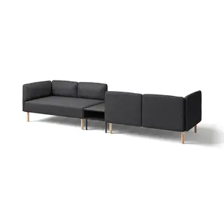 LILLEHEM 4-seat modular sofa with side table, Gunnared dark grey/wood, Width 346 x Height 73 x Depth 80 cm
