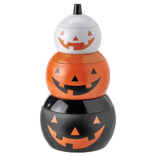 KUSTFYR tin with lid, set of 3, pumpkin-shaped mixed colours