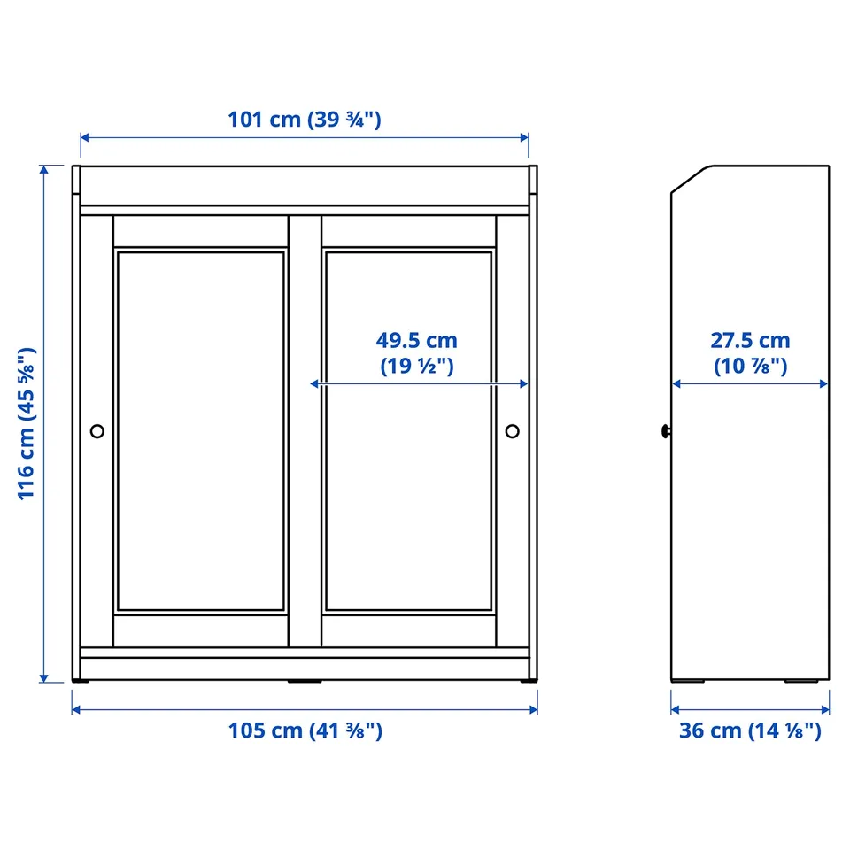 Illustration with measurements for the product: HAUGA.
