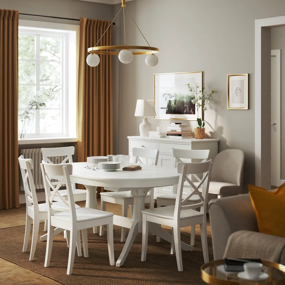 ROSENTORP Extendable table, white, 160/215x110 cm