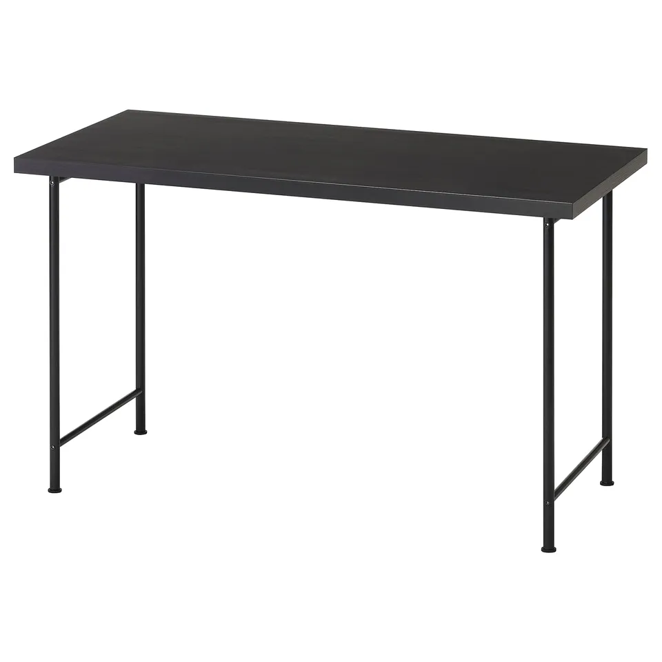 LAGKAPTEN black minimalist desk with metal legs
