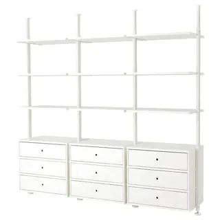 ELVARLI open storage combination, white, 258x51x222-350 cm