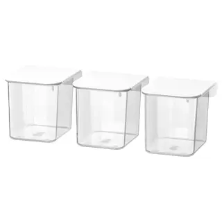 SKÅDIS container with lid, white, Width 7 x Depth 8.5 x Height 8 cm