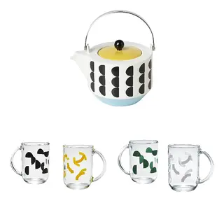 teapot x1 + mug x4 set: teapot + mug + mug