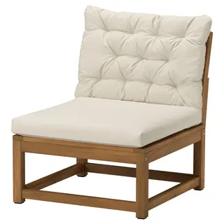 NÄMMARÖ modular easy chair, light brown stained outdoor/Kuddarna light grey-beige, 63 cm