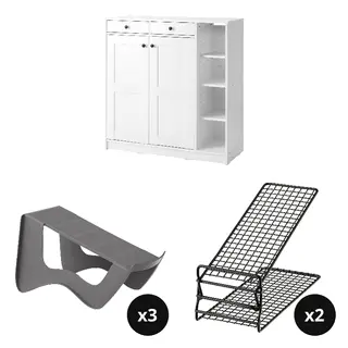 MURVEL/SKOSTALL/VITBERGET set: shoe cabinet/storage + shoe organiser x3 + shoe organiser x2