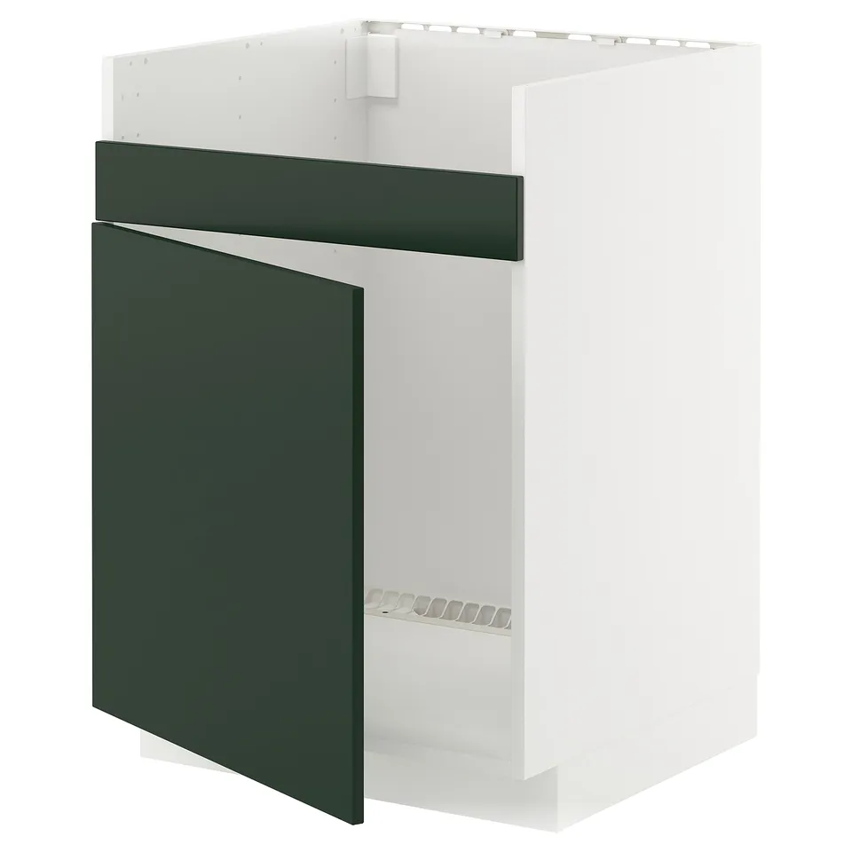 METOD kitchen unit: white & dark green, square, modern design.