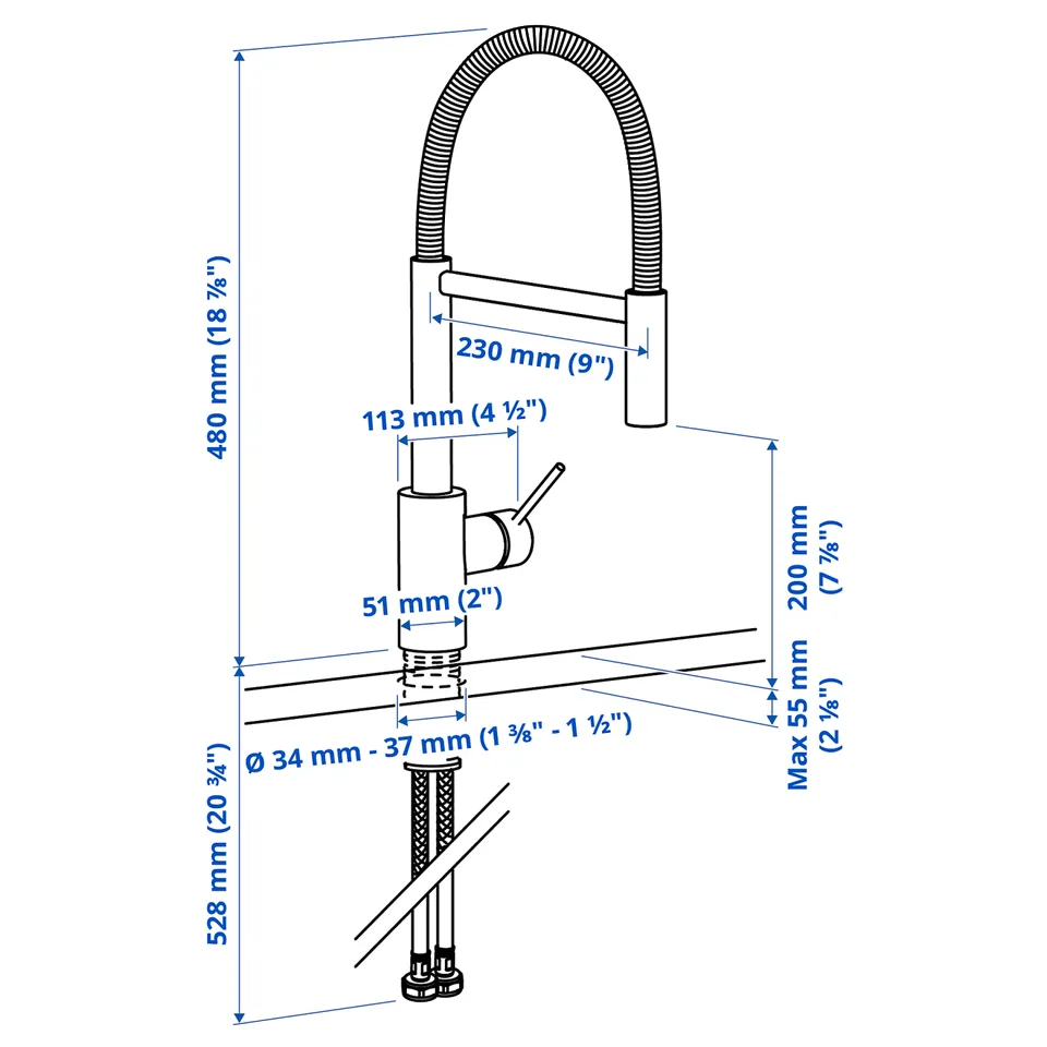 part: SALLSJÖN kitchen mixer tap pull down w spray
