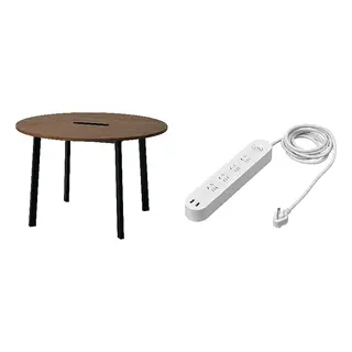 KOPPLA/MITTZON set: conference table + 4-way socket with 2 USB ports