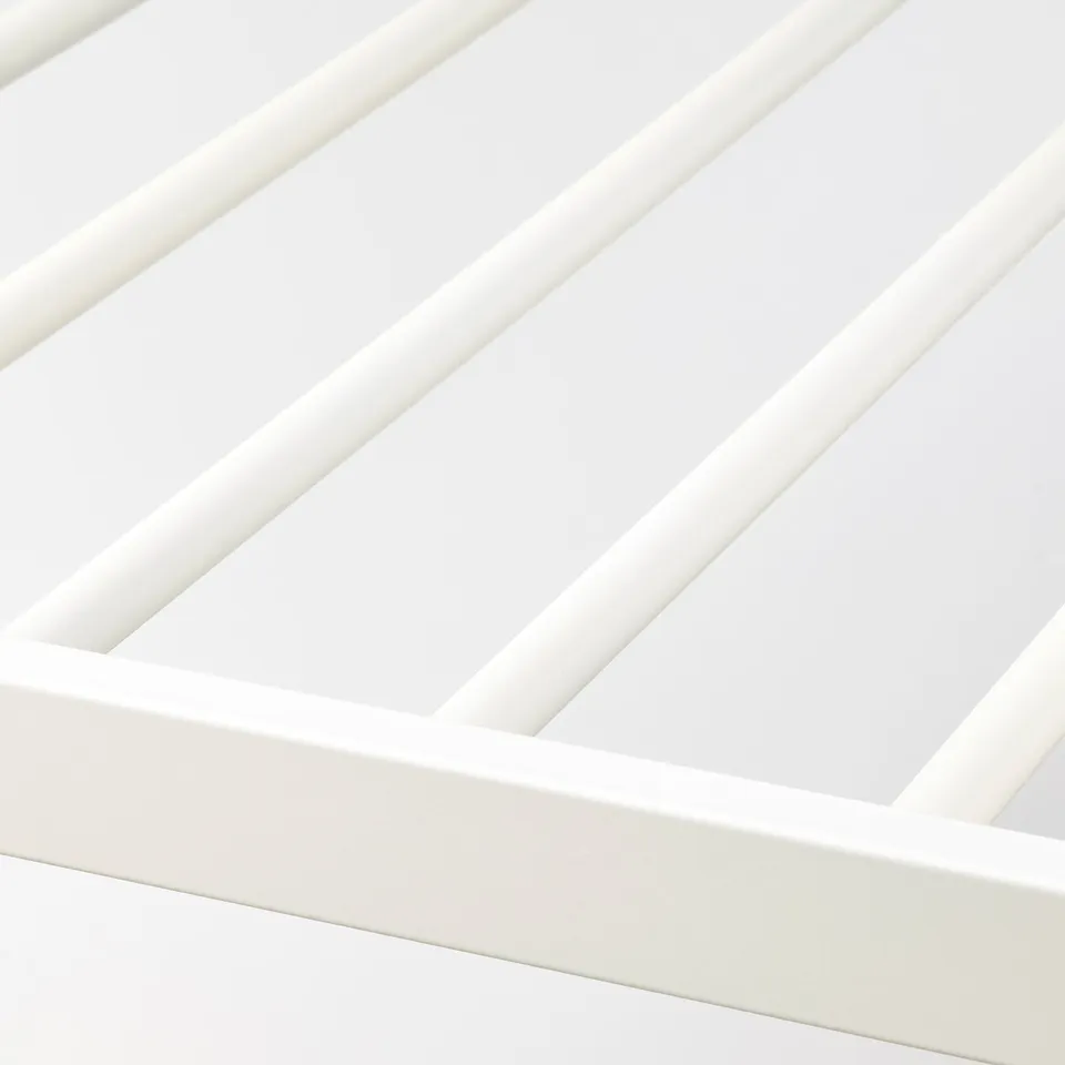 White trouser hanger detail, smooth finish, sturdy build.