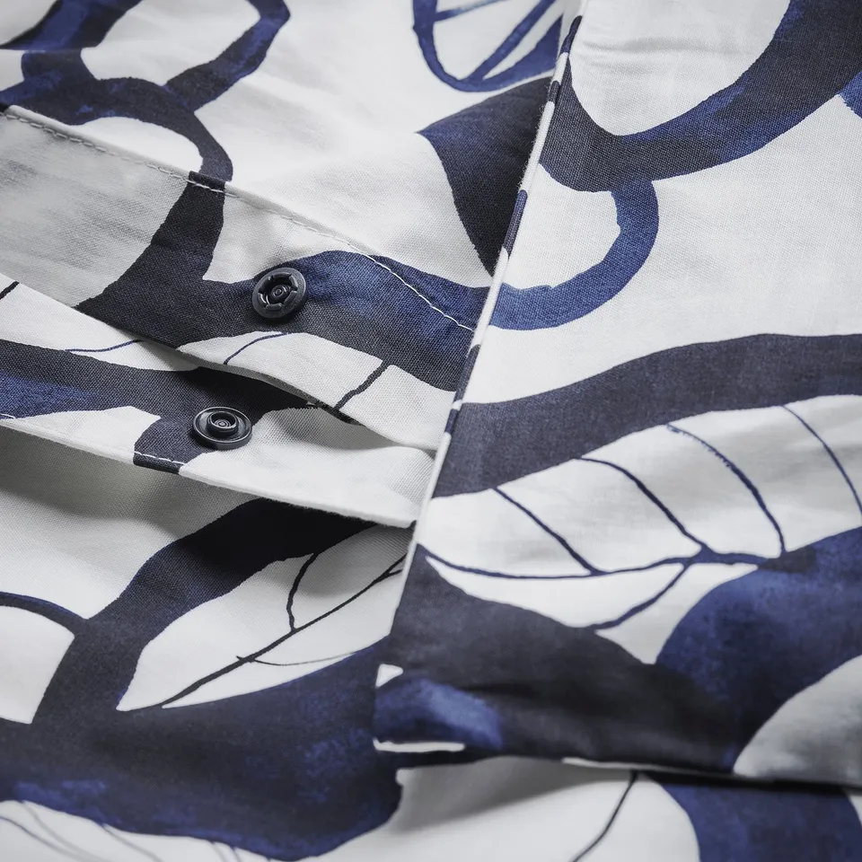 HÄRLIR Duvet cover and 2 pillowcases, white black/blue floral pattern, 200x200/50x80 cm