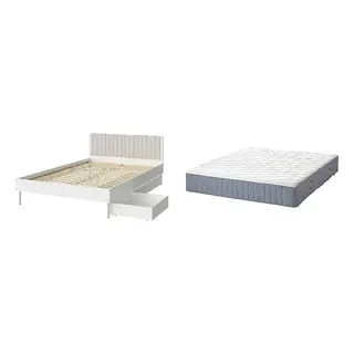 BRUKSVARA/VÅGSTRANDA Bed with 28cm thick mattress, pocket sprung, foam,7 comfort zones, extra firm