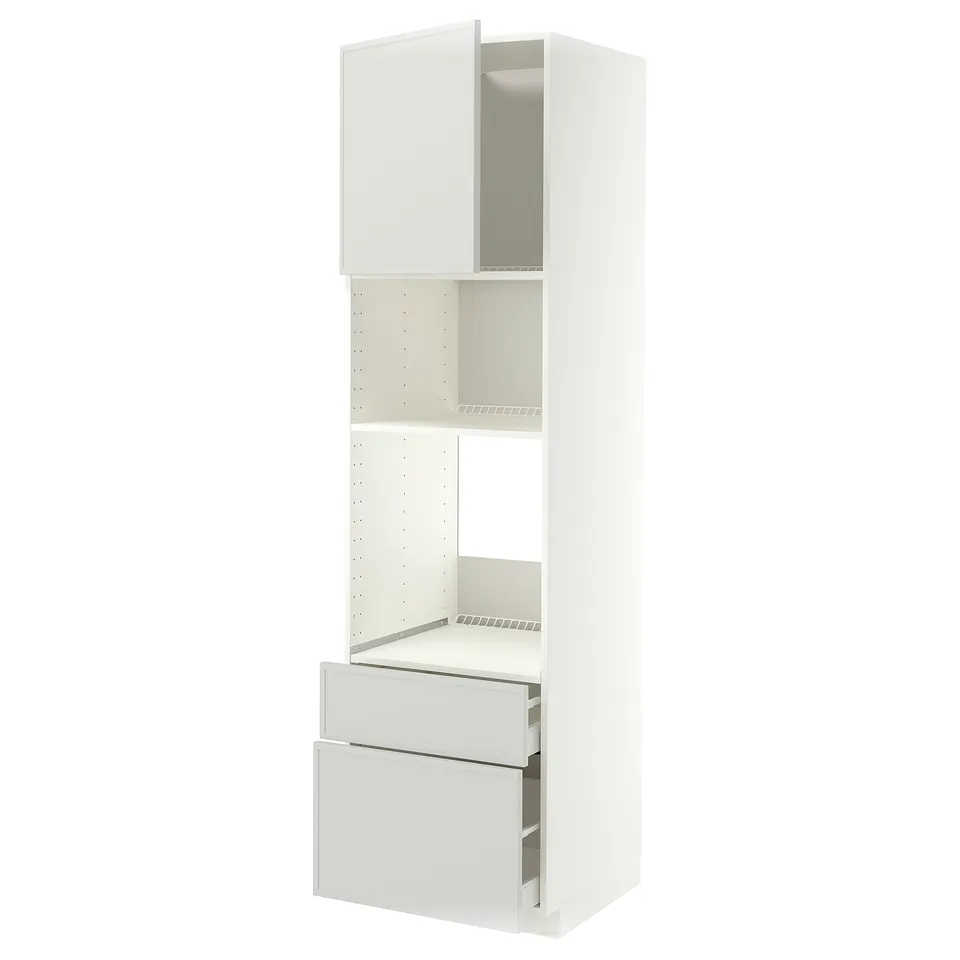 METOD / MAXIMERA High cabinet f built-in appliances, white/Aspudden light grey, 60x60x220 cm