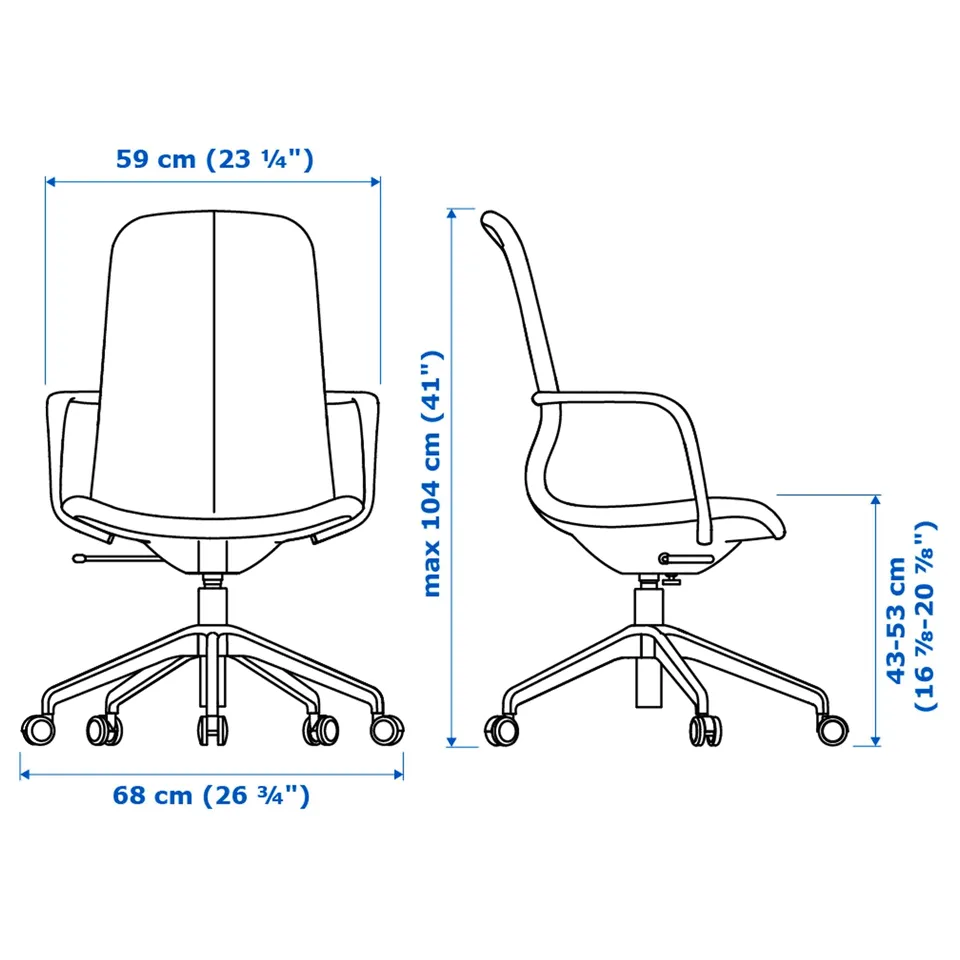 Illustration with measurements for the product: LÅNGFJÄLL.