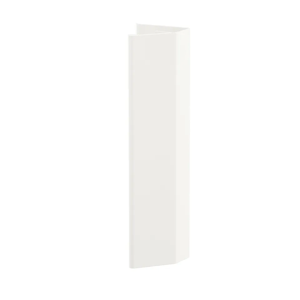 A white LÄTTHET handle, designed for platsa storage. Made from recycled aluminium, it has a sleek, modern look with adjustable positioning.