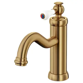 HAMNSKÄR wash-basin mixer tap, brass-colour