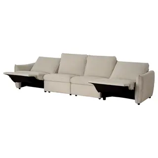 SAXVALLEN 4-seat sofa w 2 electric recliners, Axvall beige/white, Width 368 x Height 96 x Depth 96 cm