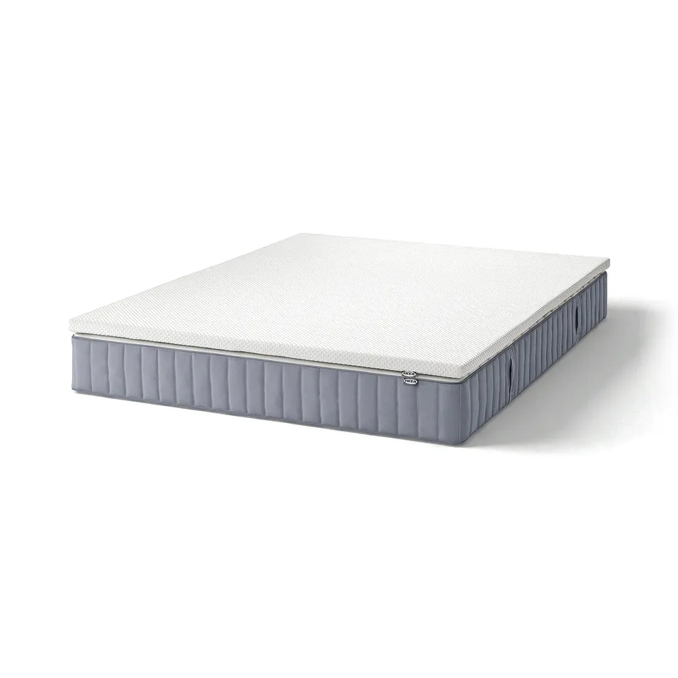 VALEVÅG Mattress and mattress pad, super firm light blue/Nordberget white, 180x200 cm