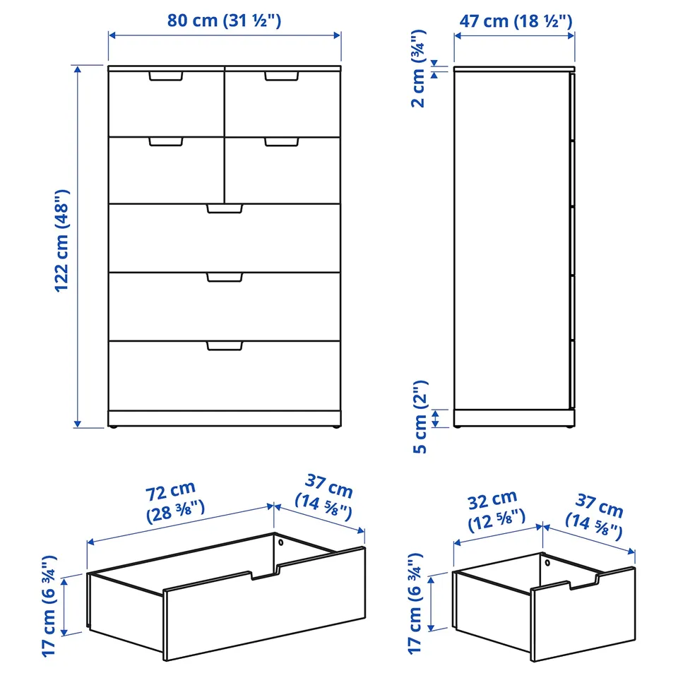 Illustration with measurements for the product: NORDLI.