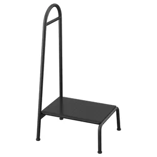 BÄSINGEN step stool with handrail, anthracite, Depth 39 x Height 90 x Width 48 cm