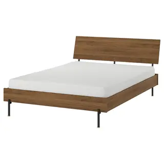 RÅDMANSÖ bed frame, brown walnut effect/Luröy, 150x200 cm