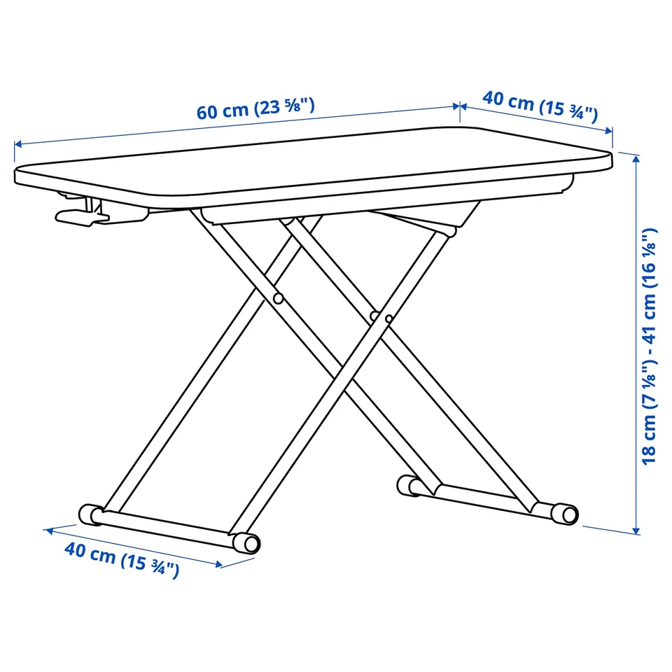 Illustration with measurements for the product: DUBBLA.