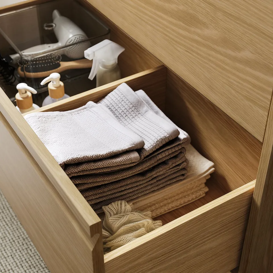 ÄNGSJÖN / ORRSJÖN Wash-stnd w drawers/wash-basin, oak effect, 62x49x69 cm