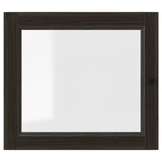 OXBERG glass door, dark brown oak effect, Width 39.5 x Height 35.0 cm