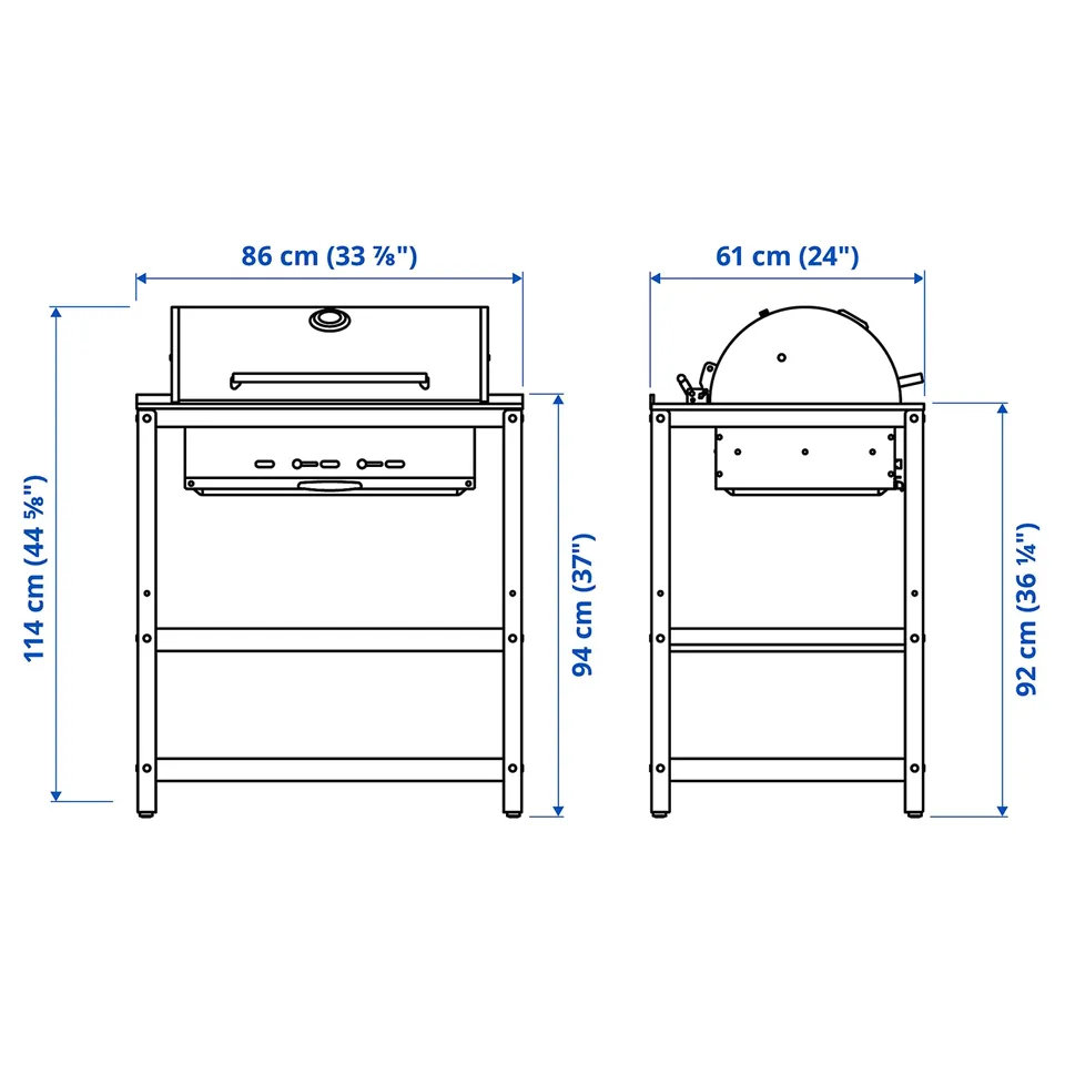 Illustration with measurements for the product: GRILLSKÄR.