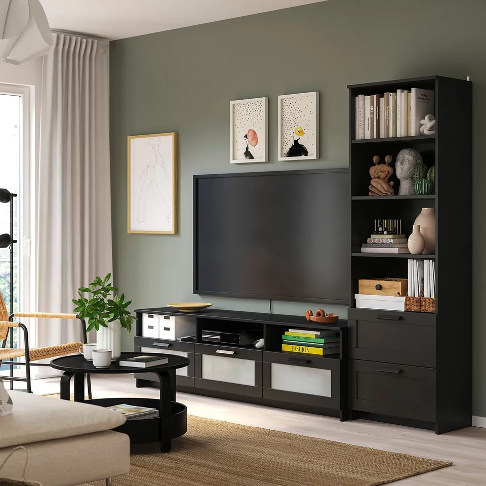 BRIMNES TV storage combination, black, 240x41x190 cm