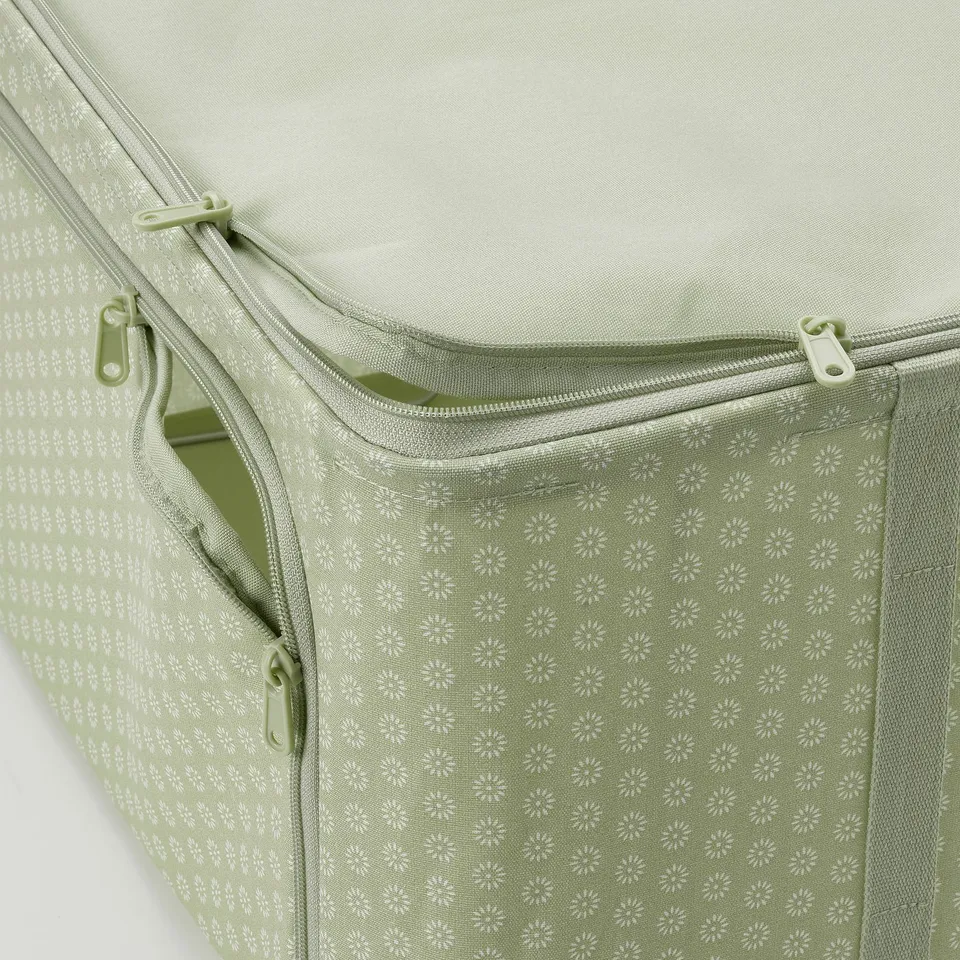 HEMMAFIXARE Storage case, flower/pale grey-green, 34x51x28 cm