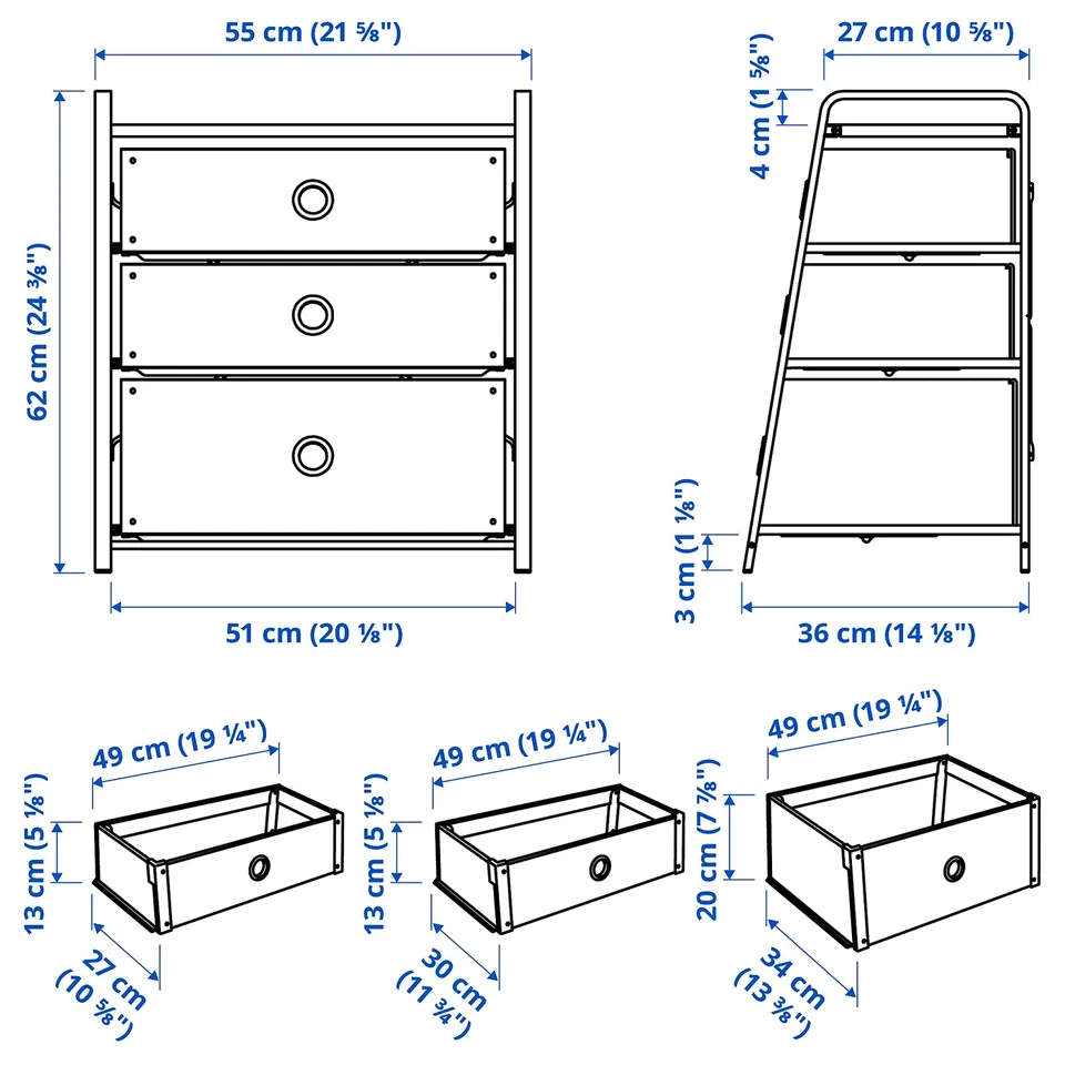 Illustration with measurements for the product: LOTE.