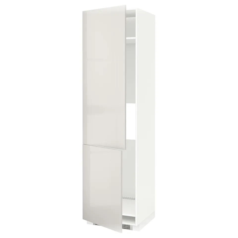 White high gloss cabinet, tall and slim, modern design.